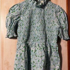 Tuckernuck Green and White Floral Blouse